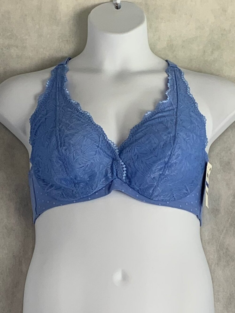 INC International Concepts Women's Lace Halter Bralette, Blue, XL, NWT